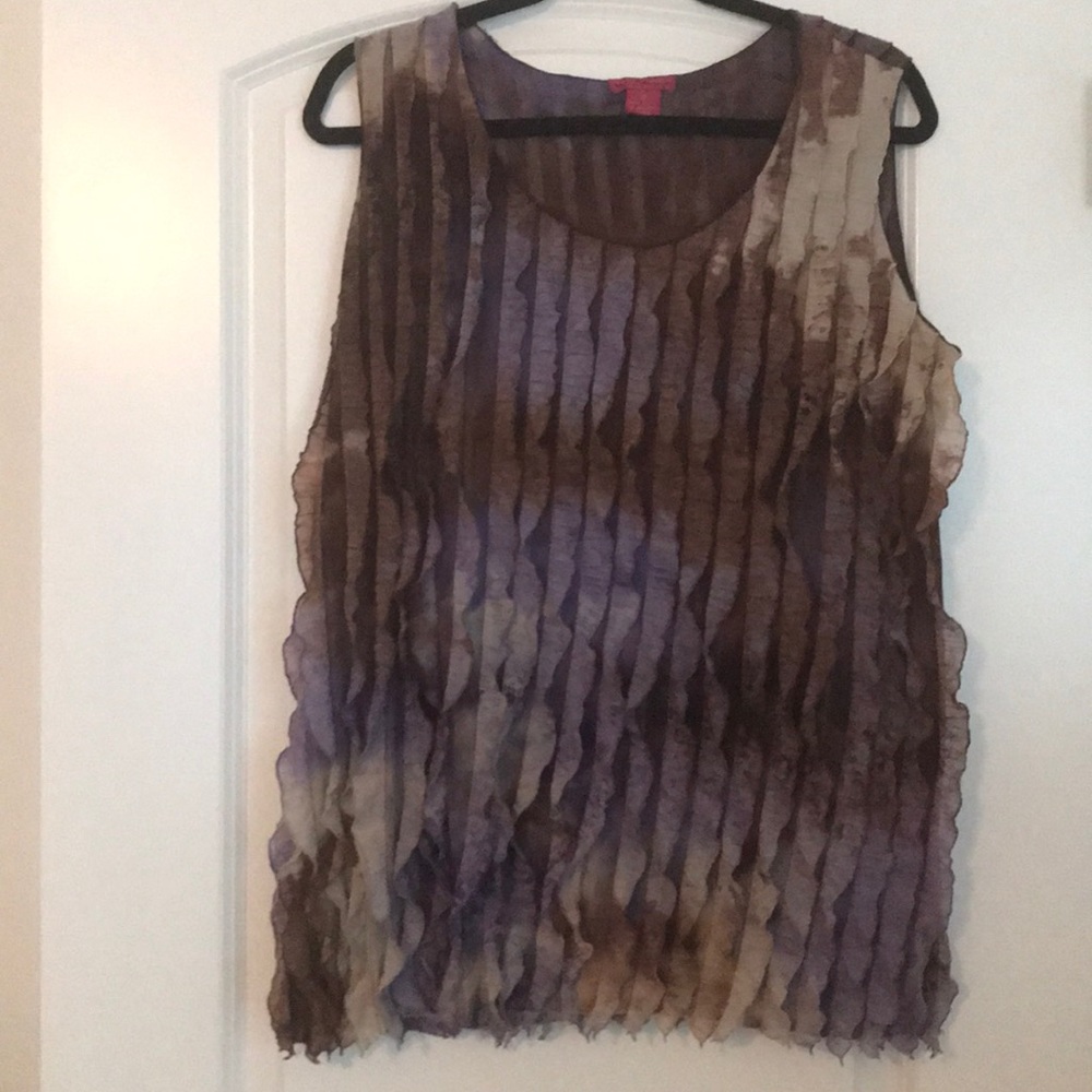 Multicolor  sleeveless pleated blouse 1X)